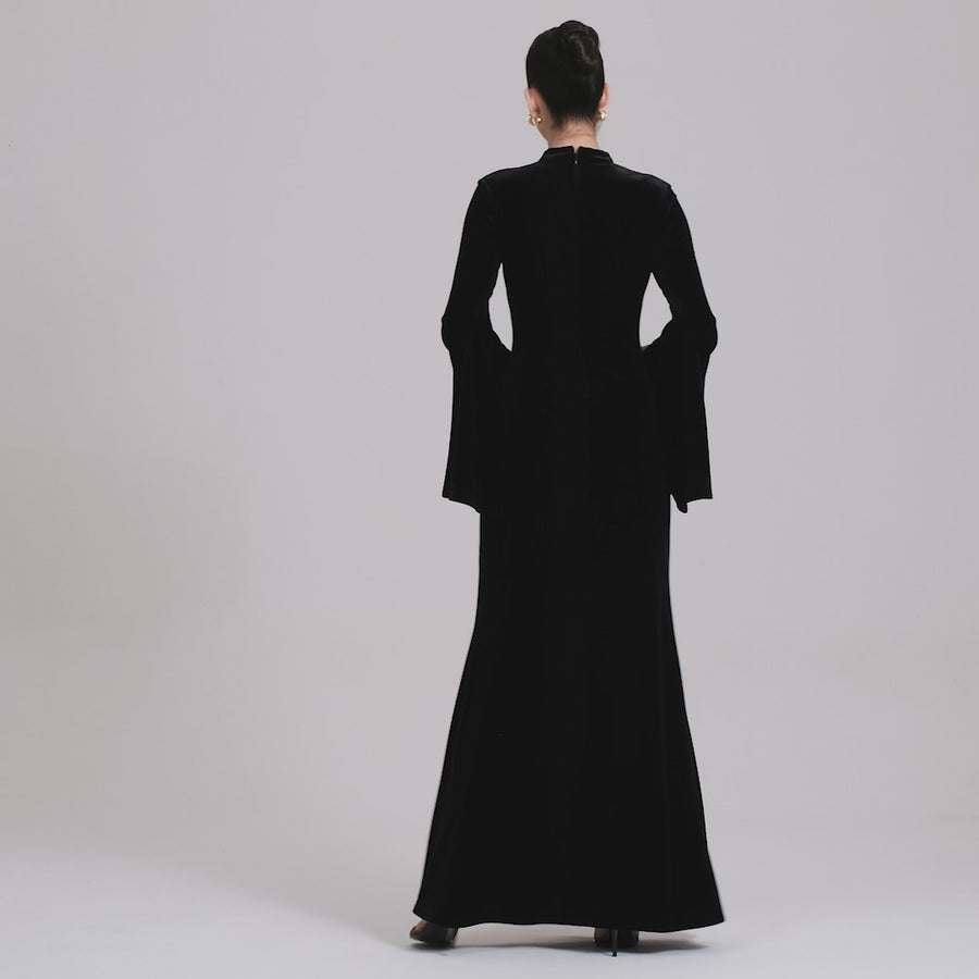 Velvet long sleeve maxi dress