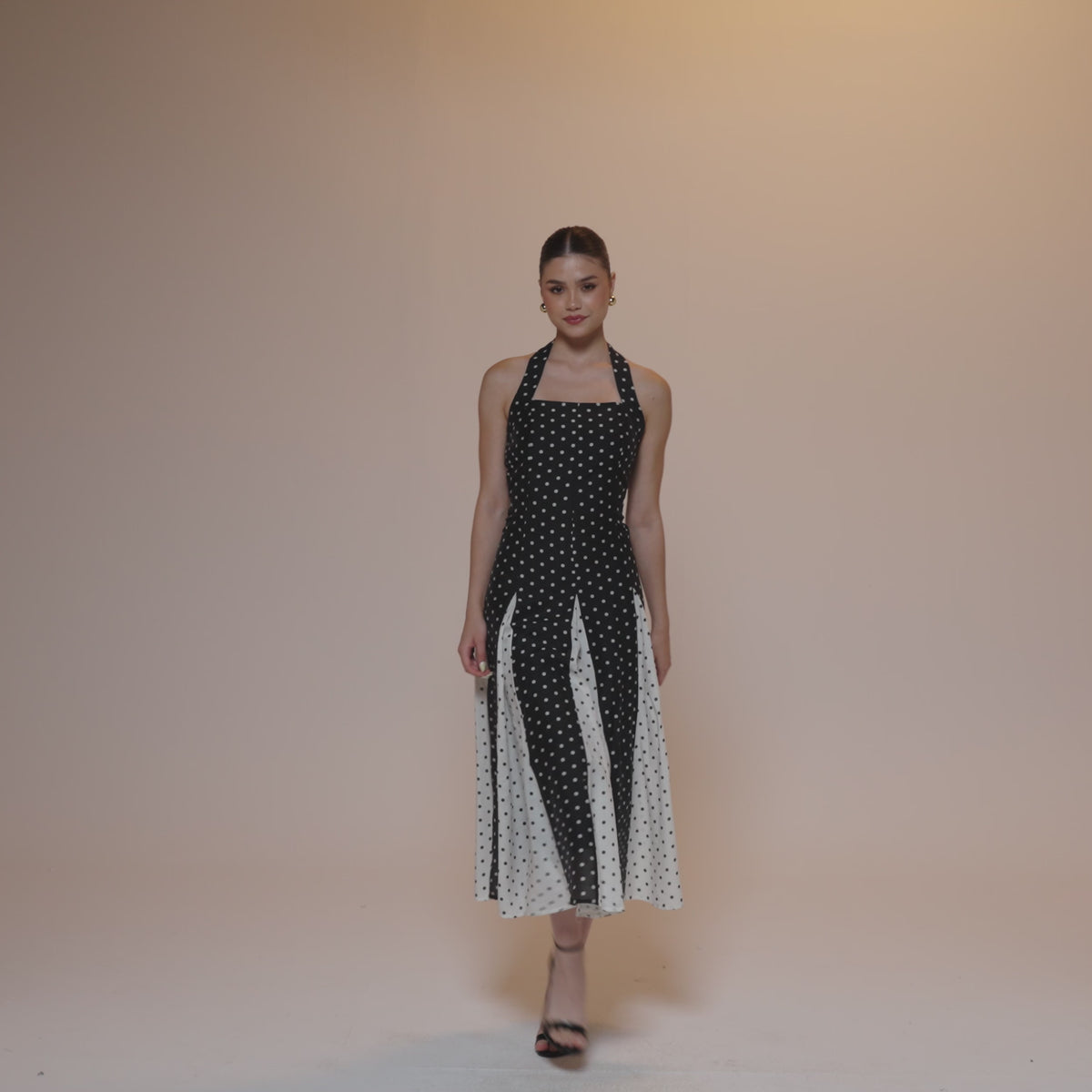 cotton on polka dot dress CODO Vintage Refashioned A-Line Black White line dry Loft Beach Polka Dot Linen