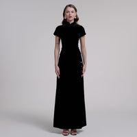 Short Sleeve Velvet Maxi Dress