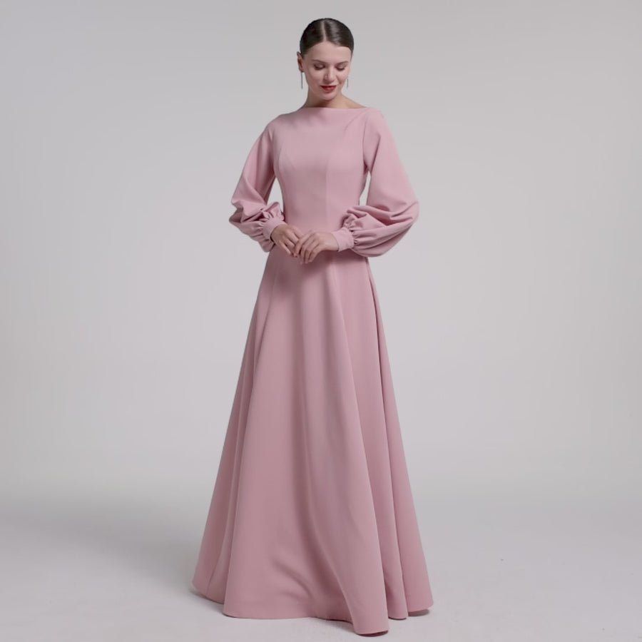 Light Pink Crepe A-Line Gown