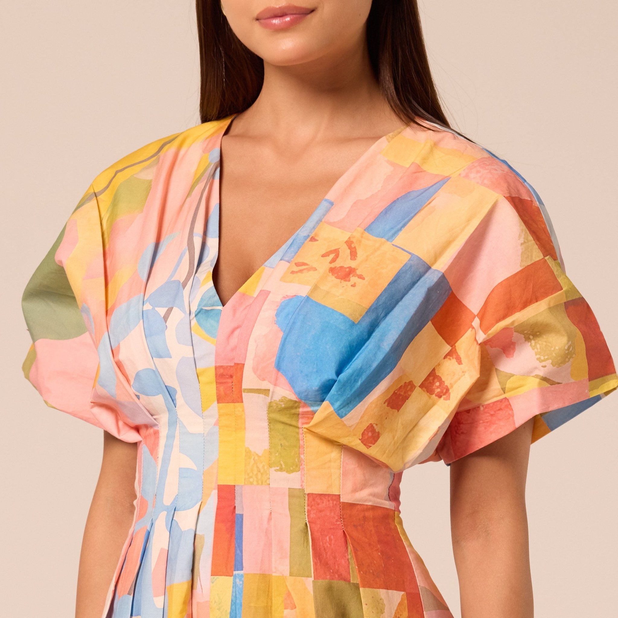 Printed Kimono Sleeve Cotton Dress - shopaleena