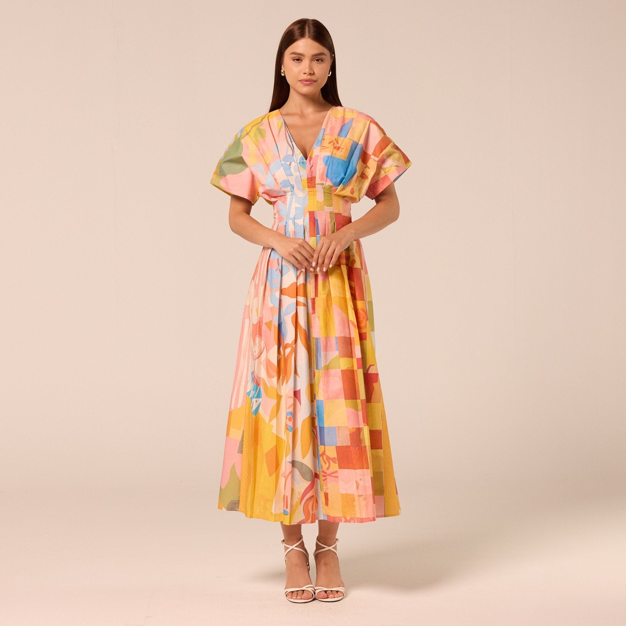 Printed Kimono Sleeve Cotton Dress - shopaleena