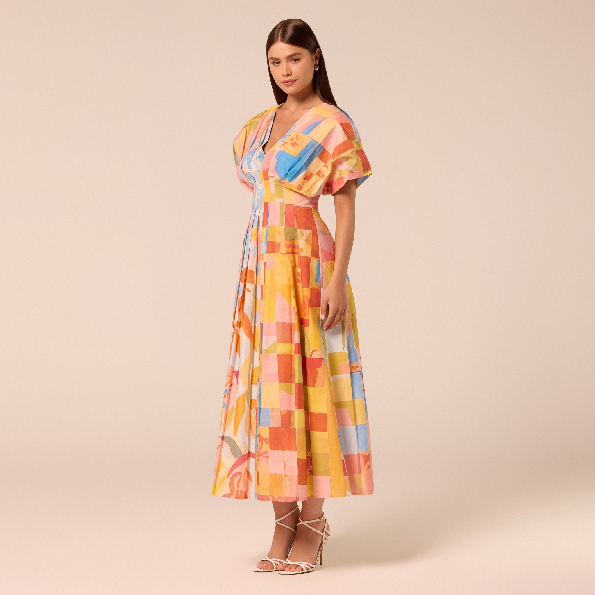 Printed Kimono Sleeve Cotton Dress - shopaleena
