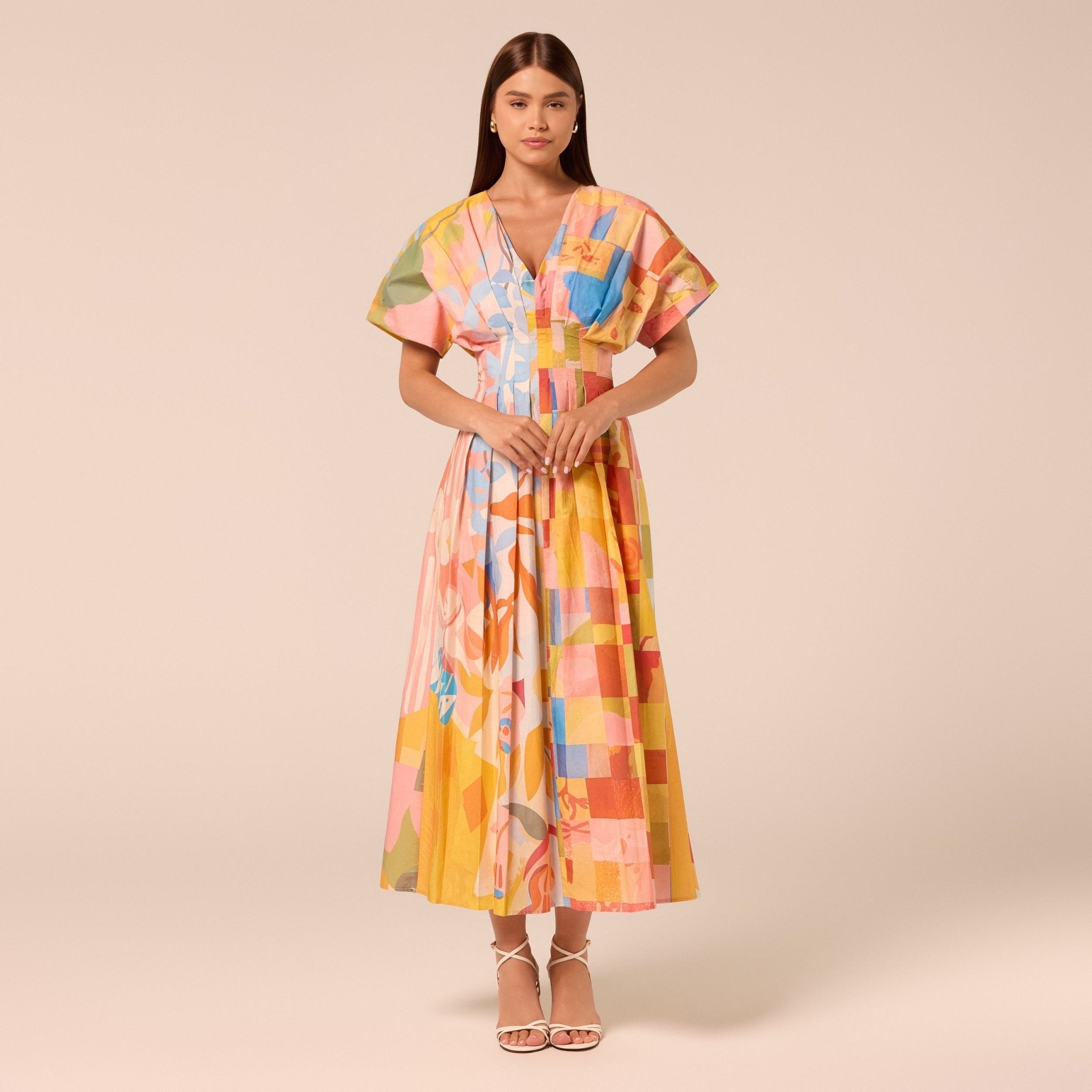 Printed Kimono Sleeve Cotton Dress - shopaleena