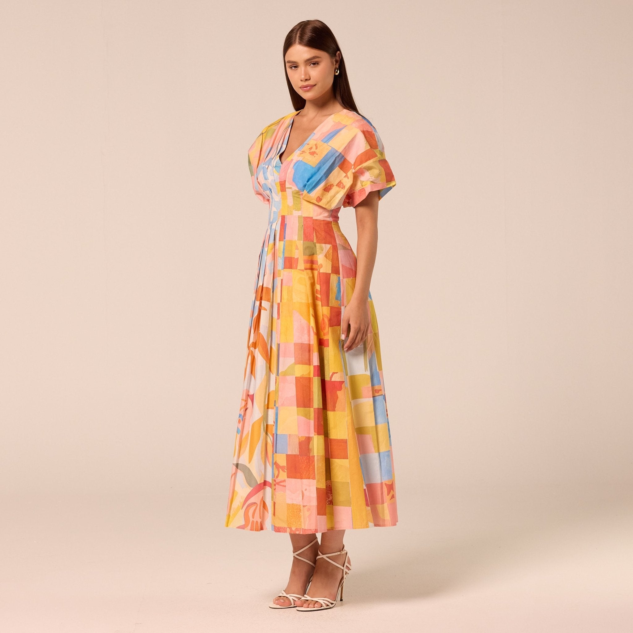 Printed Kimono Sleeve Cotton Dress - shopaleena