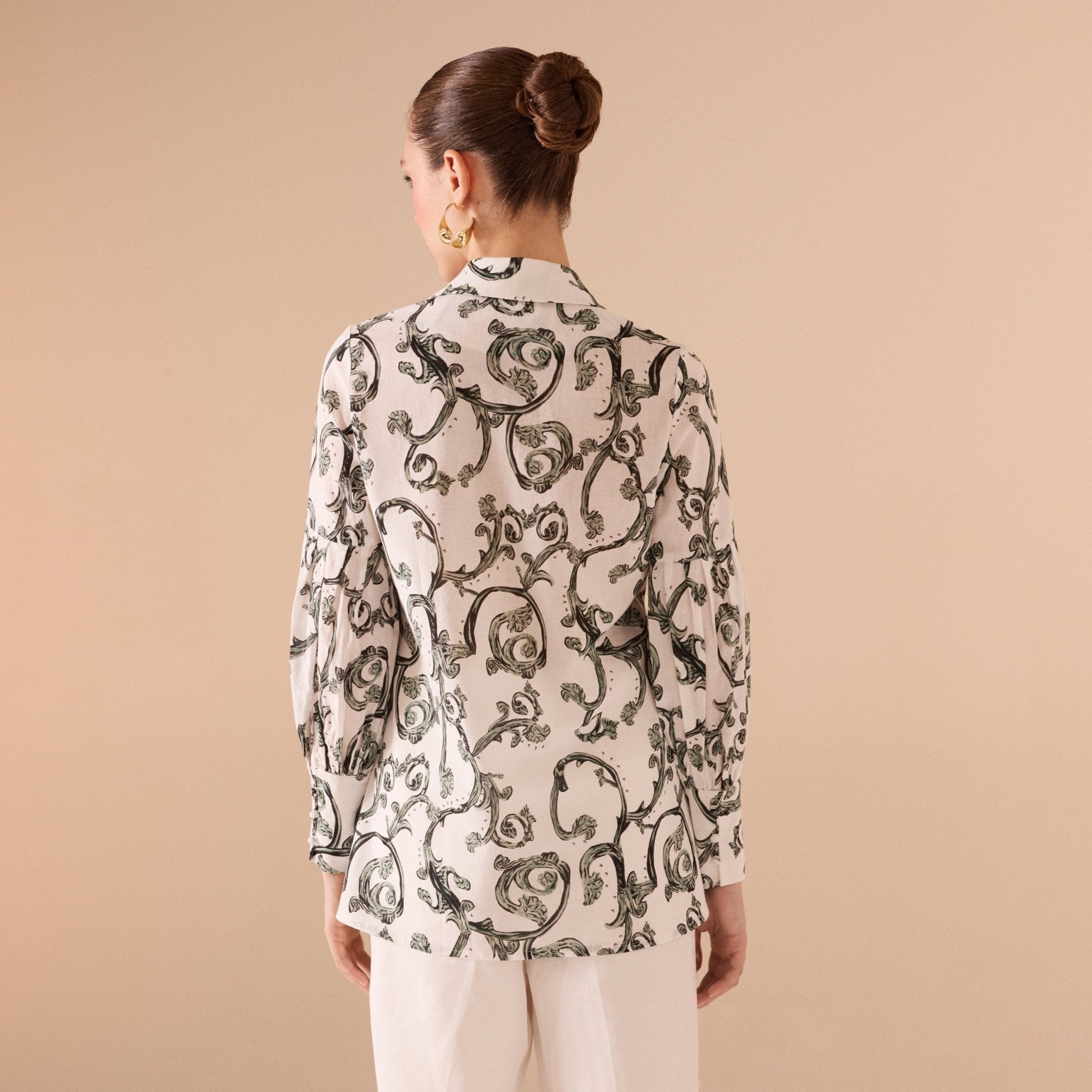 Printed Linen Shirt - shopaleena