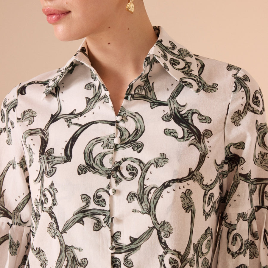 Printed Linen Shirt - shopaleena