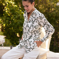 Printed Linen Shirt - shopaleena