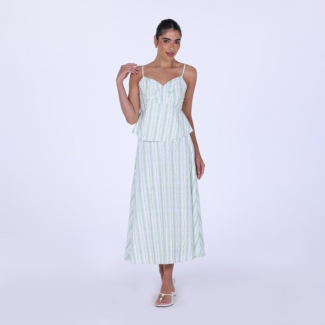 Printed Twill A - Line Skirt - shopaleena