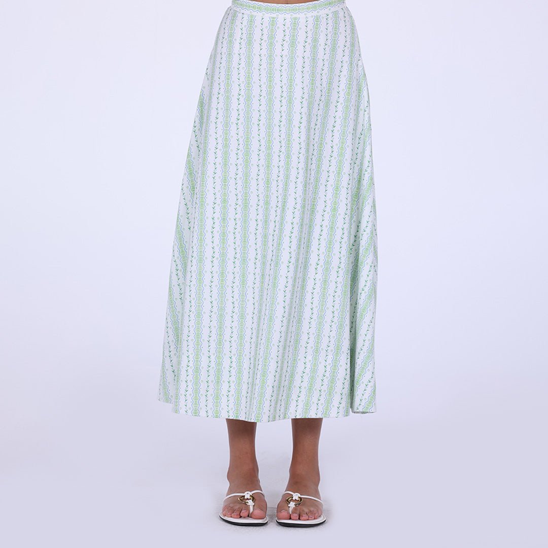 Printed Twill A - Line Skirt - shopaleena