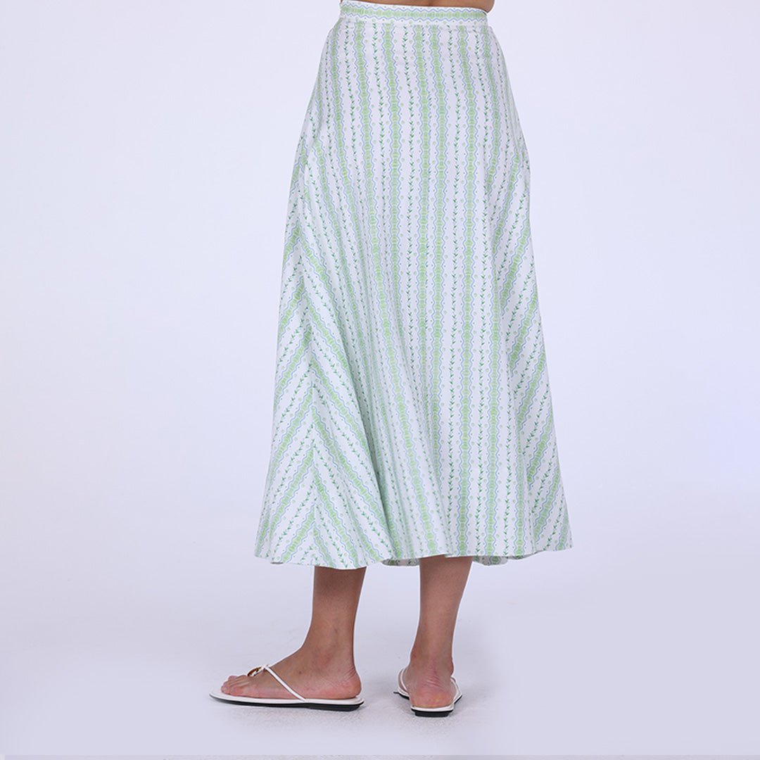 Printed Twill A - Line Skirt - shopaleena