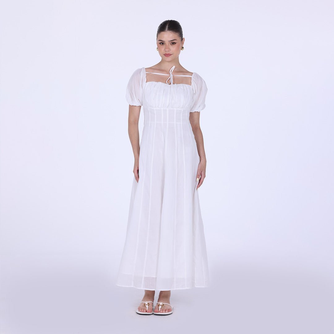 Puff Short Sleeve Maxi Dress - shopaleena