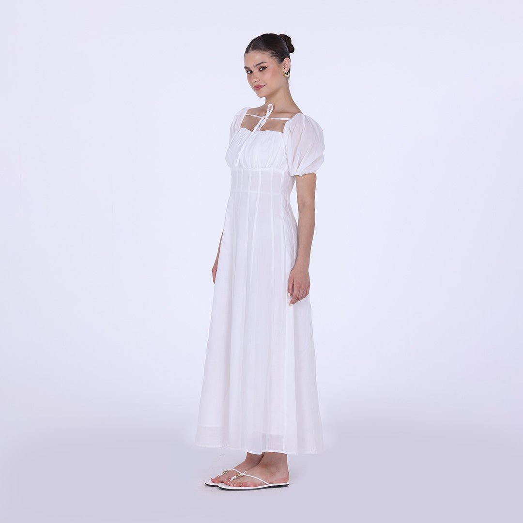 Puff Short Sleeve Maxi Dress - shopaleena