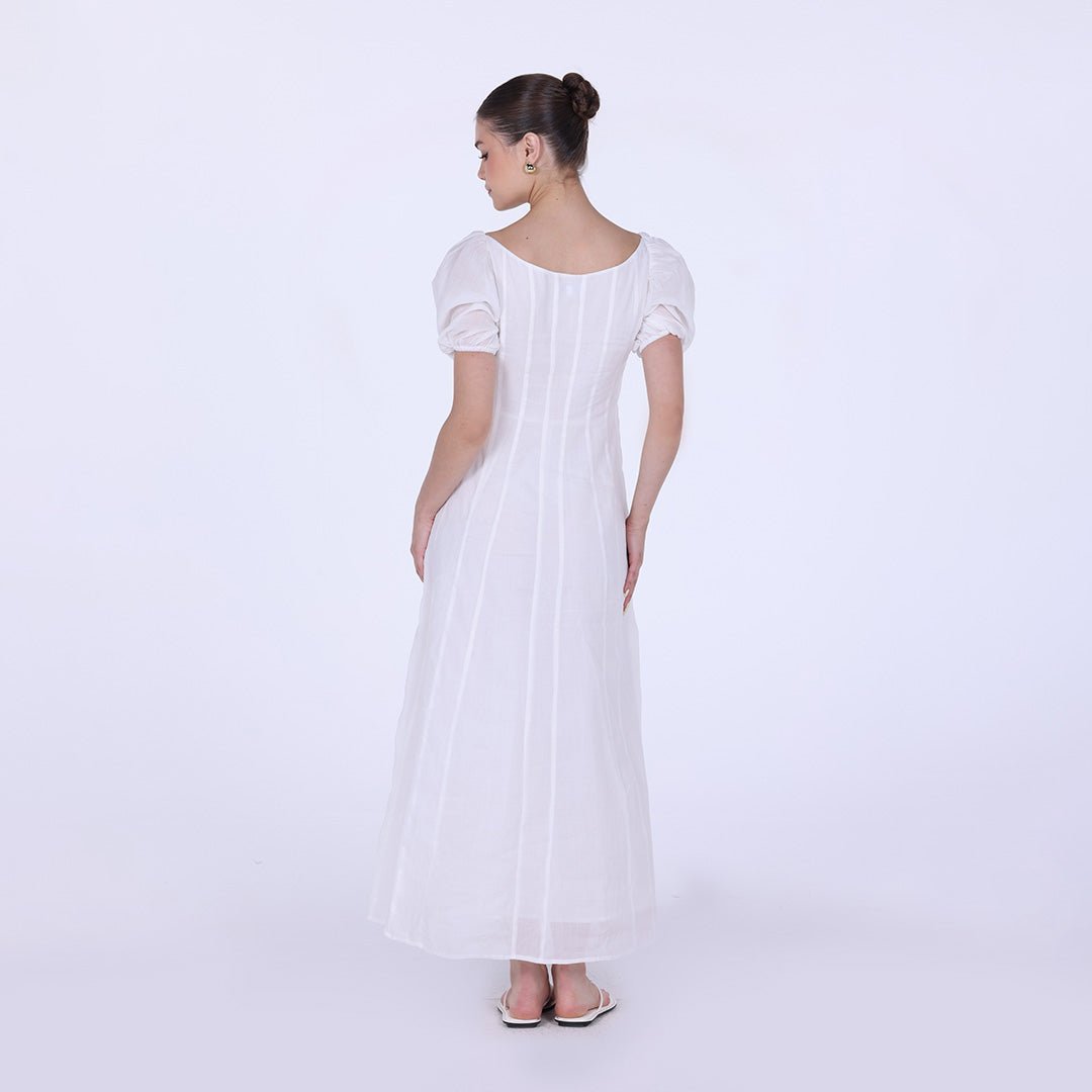 Puff Short Sleeve Maxi Dress - shopaleena