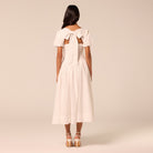 Puff Sleeve A-line Lace Midi Dress - shopaleena