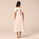Puff Sleeve A-line Lace Midi Dress - shopaleena
