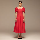 Puff Sleeve Cotton Maxi Dress - shopaleena