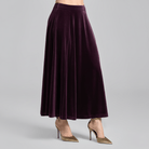 Purple A Line Velvet Midi Skirt - shopaleena
