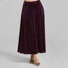 Purple A Line Velvet Midi Skirt - shopaleena