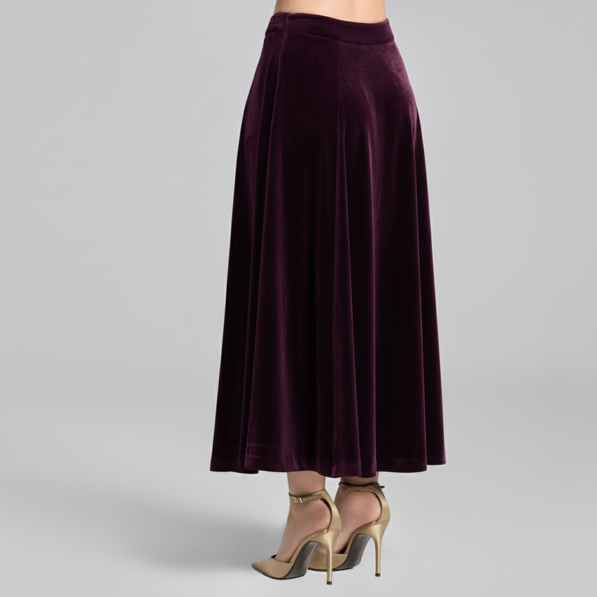 Purple A Line Velvet Midi Skirt - shopaleena