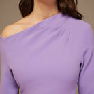 Purple Asymmetric Neck Flared Long Sleeve - shopaleena