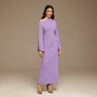 Purple Asymmetric Neck Flared Long Sleeve - shopaleena