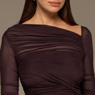 Purple Asymmetric Ruched Tulle Maxi Dress - shopaleena