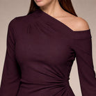 Purple Bare shoulder Crepe Maxi Dress - shopaleena
