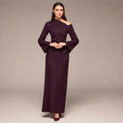 Purple Bare shoulder Crepe Maxi Dress - shopaleena