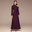 Purple Bare shoulder Crepe Maxi Dress - shopaleena