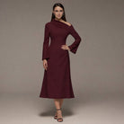 Purple Bare Shoulder Crepe Midi Dress - shopaleena