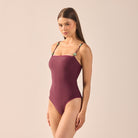 Purple Beaded Strap One Piece Swimsuit - shopaleena