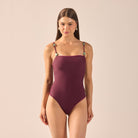 Purple Beaded Strap One Piece Swimsuit - shopaleena