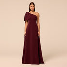 Purple Bow One-Shoulder Crepe Maxi Dress - shopaleena