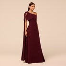 Purple Bow One-Shoulder Crepe Maxi Dress - shopaleena