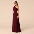 Purple Bow One-Shoulder Crepe Maxi Dress - shopaleena