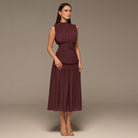 Purple Chiffon Midi Dress - shopaleena