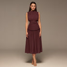 Purple Chiffon Midi Dress - shopaleena