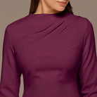 Purple Crepe Draped Dress with Scarf - shopaleena