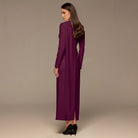Purple Crepe Draped Dress with Scarf - shopaleena