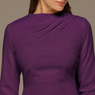 Purple Crepe Draped Dress with Scarf - shopaleena