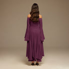 Purple Crepe Off Shoulder A - line Midi Dress - shopaleena