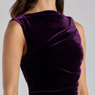 Purple Draped Velvet Midi Dress - shopaleena