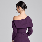 Purple Dropped Shoulder Long Sleeve Top - shopaleena