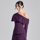 Purple Dropped Shoulder Long Sleeve Top - shopaleena
