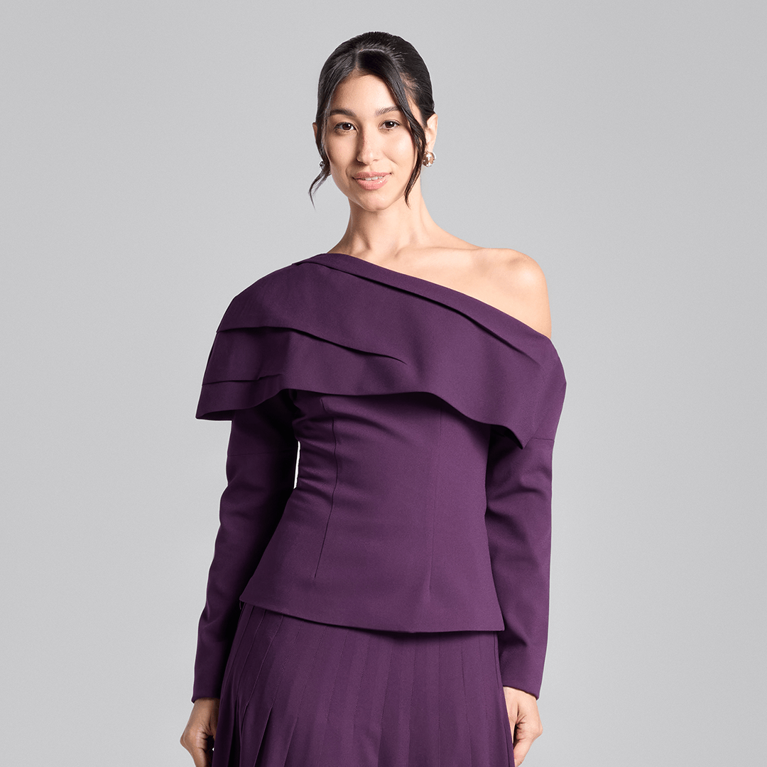 Purple Dropped Shoulder Long Sleeve Top - shopaleena