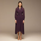 Purple Gathered Waist Chiffon Maxi Dress - shopaleena