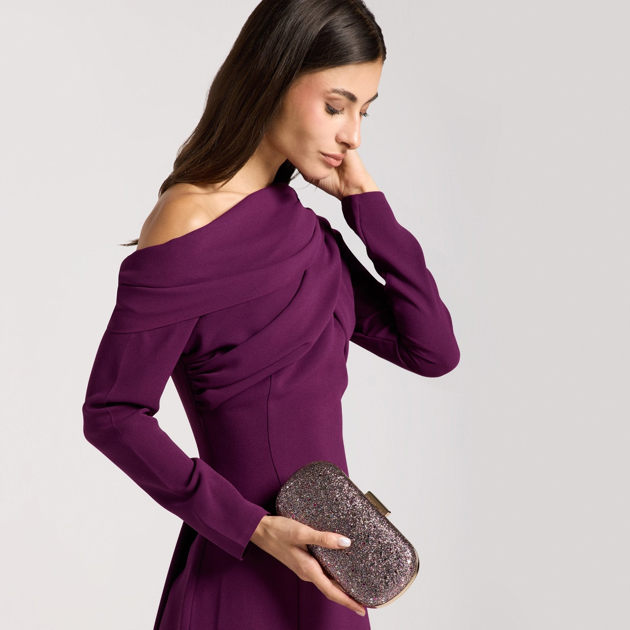 Purple Glitter Clutch - shopaleena