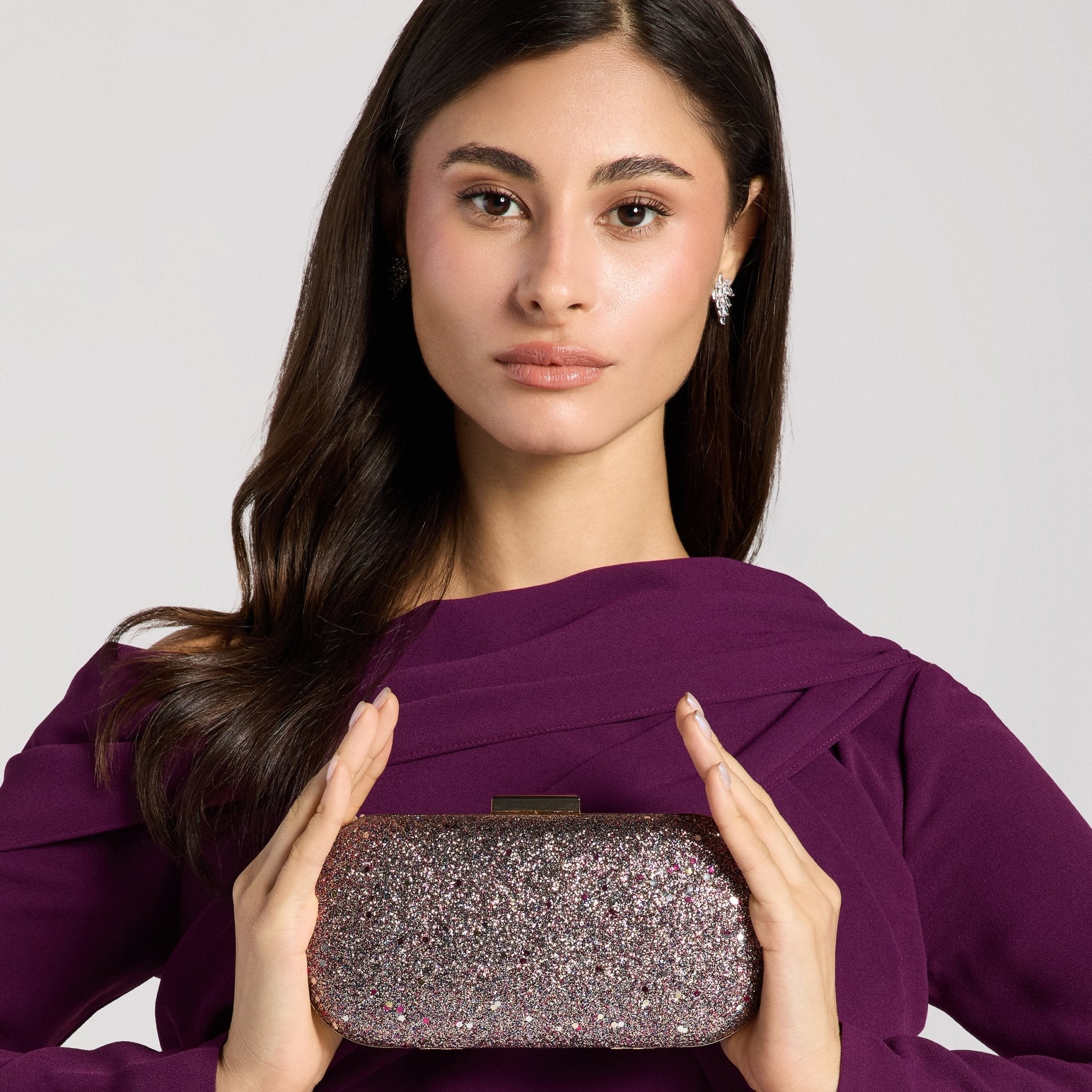 Purple Glitter Clutch - shopaleena