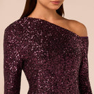 Purple Long-Sleeve Sequin Maxi Dress - shopaleena
